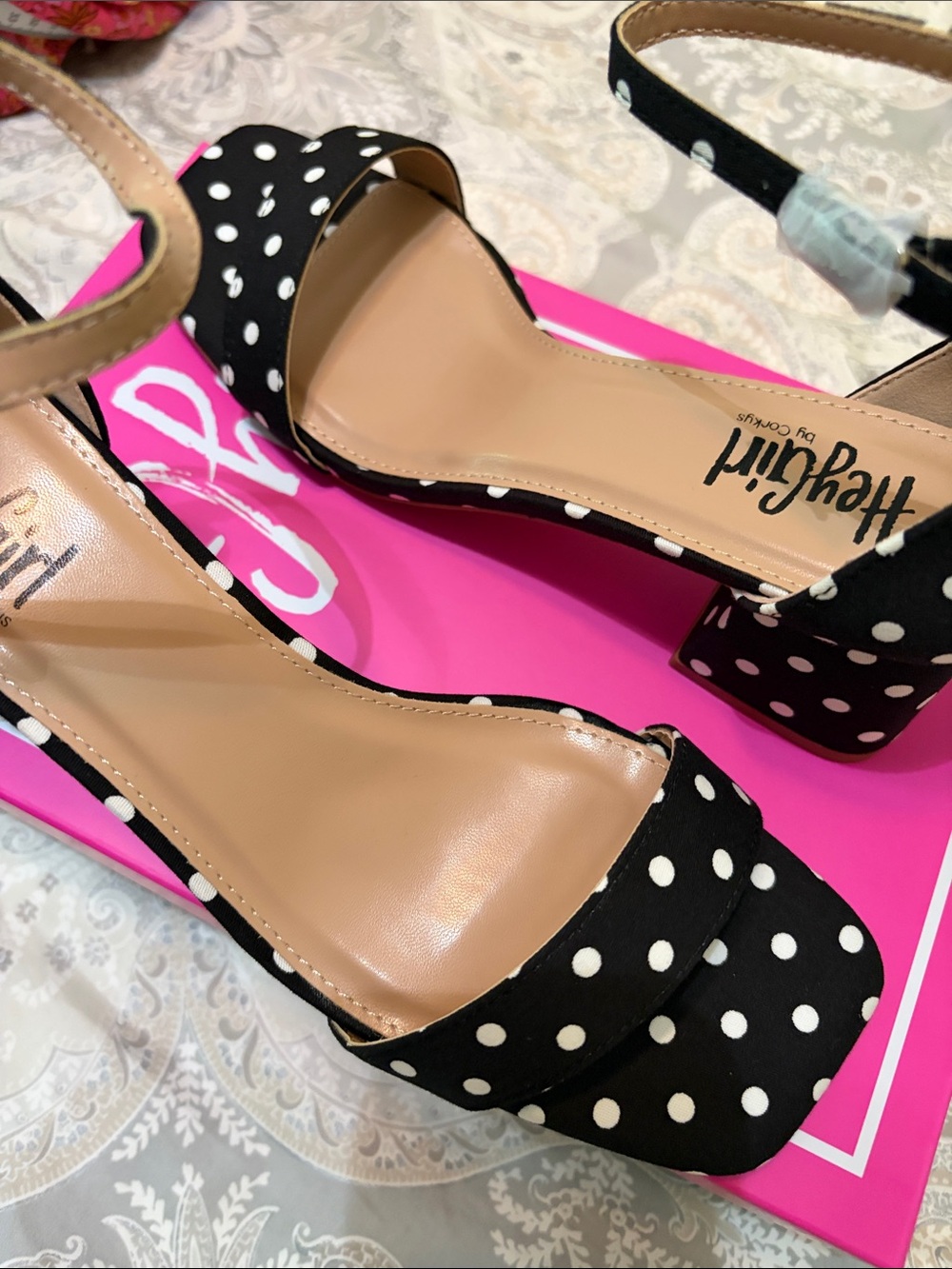 Corky’s Black Polka Dot Block Heel Sandals Size 8 - Picture 4 of 5